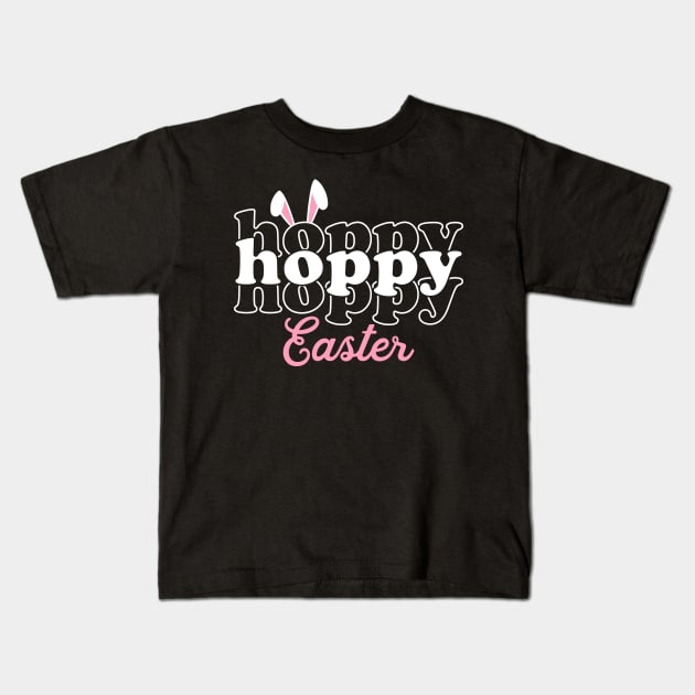 Hoppy Hoppy Hoppy Easter Bunny Ears Kids T-Shirt by Hobbybox